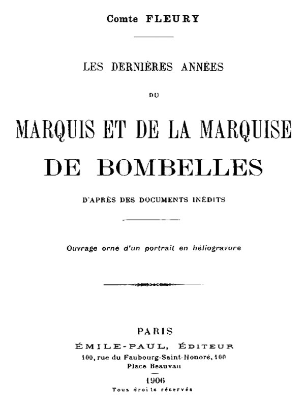 Les Dernières Années du Marquis et de la Marquise de Bombelles Les Dernières Années du Marquis et de la Marquise de Bombelles