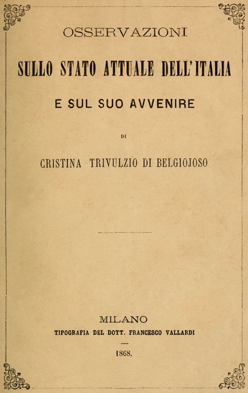 Osservazioni sullo stato attuale dell'Italia e sul suo avvenire Osservazioni sullo stato attuale dell'Italia e sul suo avvenire