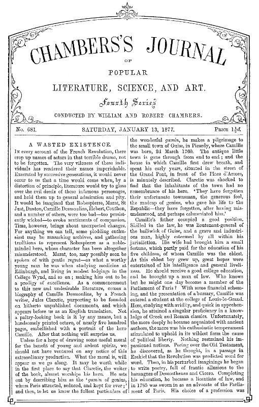 Chambers's Journal of Popular Literature, Science, and Art, No. 681 January 13, 1877 Chambers's Journal of Popular Literature, Science, and Art, No. 681 January 13, 1877