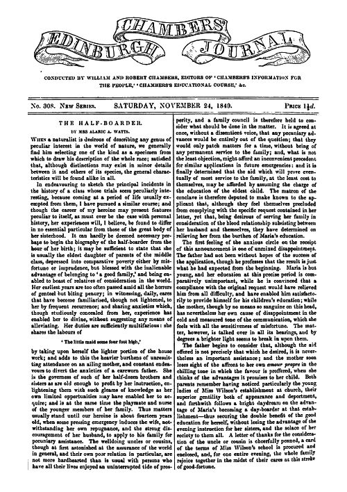 Chambers's Edinburgh Journal, No. 308 New Series, Saturday, November 24, 1849 Chambers's Edinburgh Journal, No. 308 New Series, Saturday, November 24, 1849