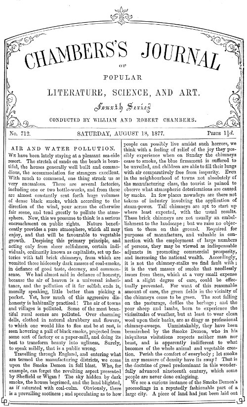 Chambers's Journal of Popular Literature, Science, and Art, No. 712 August 18, 1877 Chambers's Journal of Popular Literature, Science, and Art, No. 712 August 18, 1877