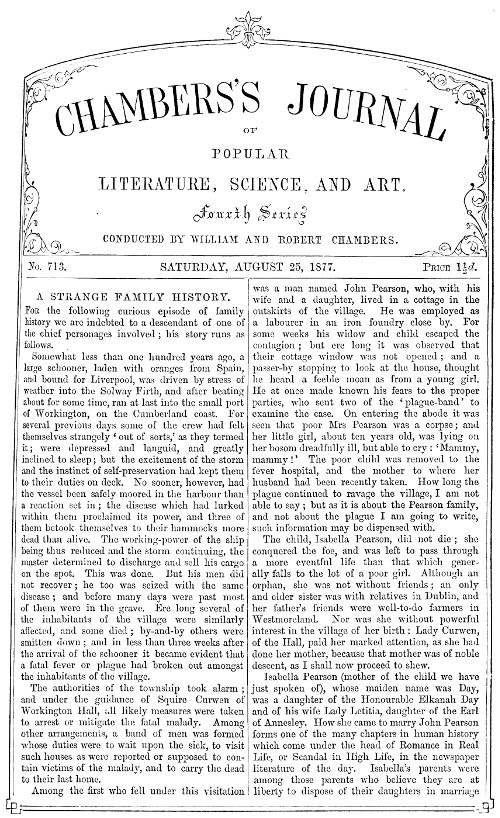 Chambers's Journal of Popular Literature, Science, and Art, No. 713, August 25, 1877 Chambers's Journal of Popular Literature, Science, and Art, No. 713, August 25, 1877