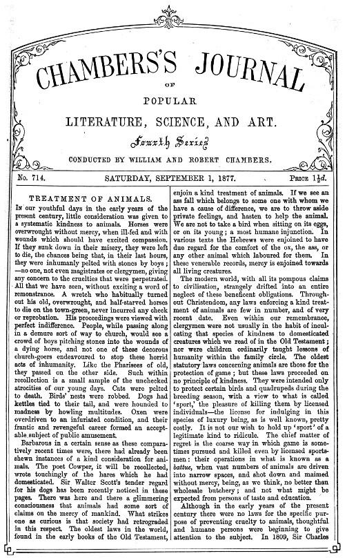 Chambers's Journal of Popular Literature, Science, and Art, No. 714
September 1, 1877