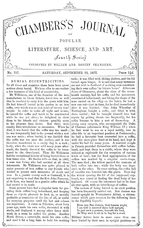Chambers'in Popüler Edebiyat, Bilim ve Sanat Dergisi, No. 717, 22 Eylül 1877 Chambers'in Popüler Edebiyat, Bilim ve Sanat Dergisi, No. 717, 22 Eylül 1877
