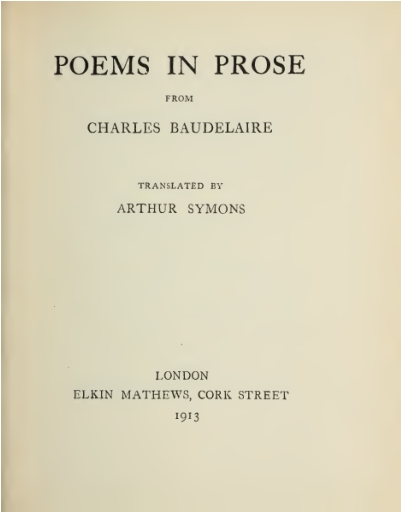 Poems in Prose Poems in Prose