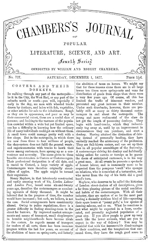 Chambers's Journal of Popular Literature, Science, and Art, No. 727, December 1, 1877 Chambers's Journal of Popular Literature, Science, and Art, No. 727, December 1, 1877