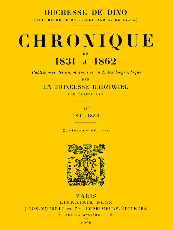 Chronique de 1831 à 1862, Tome 3 (de 4) Chronique de 1831 à 1862, Tome 3 (de 4)