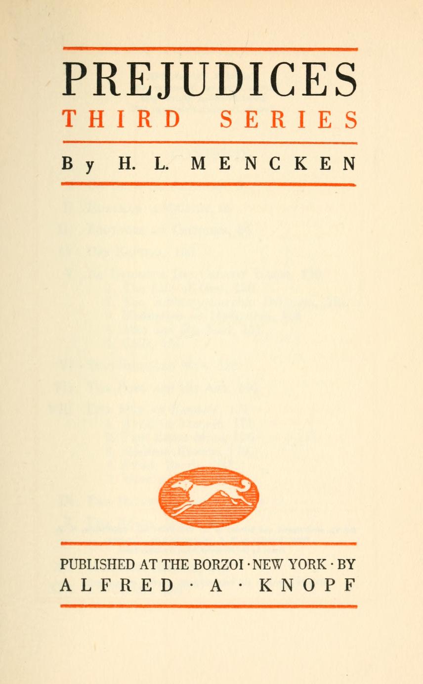 Prejudices, third series Prejudices, third series