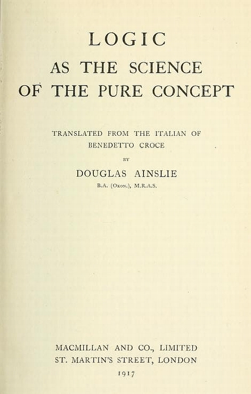 Logic as the Science of the Pure Concept Logic as the Science of the Pure Concept
