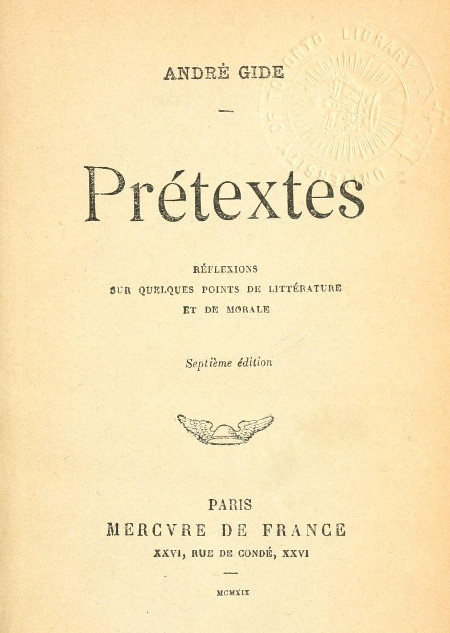 Prétextes: Réflexions sur quelques points de littérature et de morale Prétextes: Réflexions sur quelques points de littérature et de morale