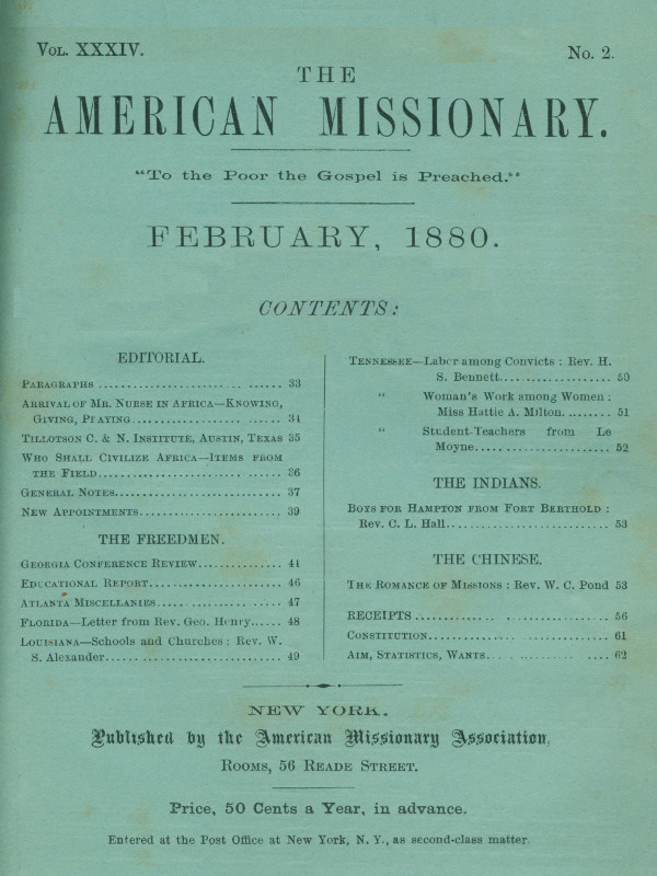 The American Missionary — Volume 34, No. 02, February, 1880 The American Missionary — Volume 34, No. 02, February, 1880
