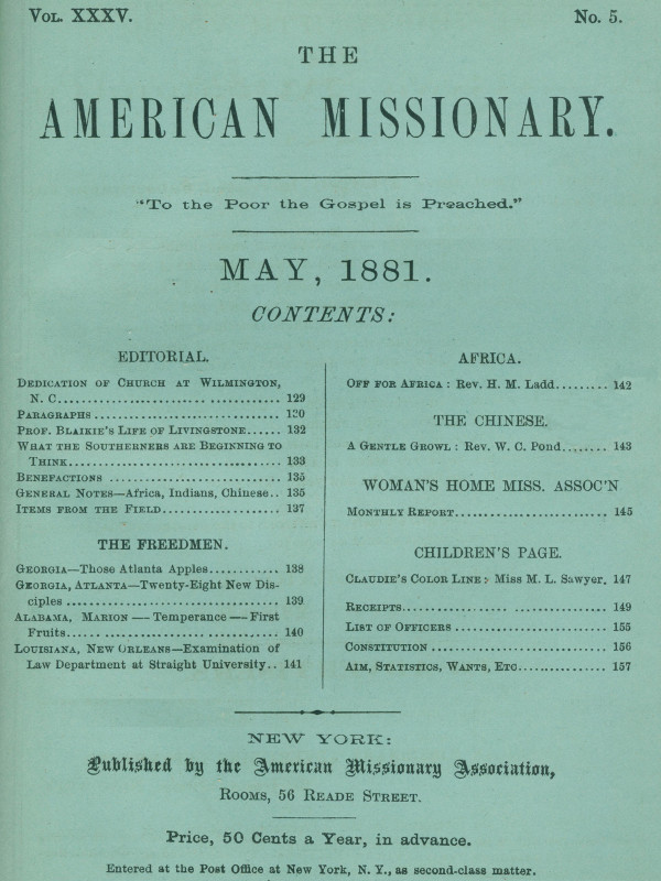 The American Missionary — Volume 35, No. 5, May, 1881