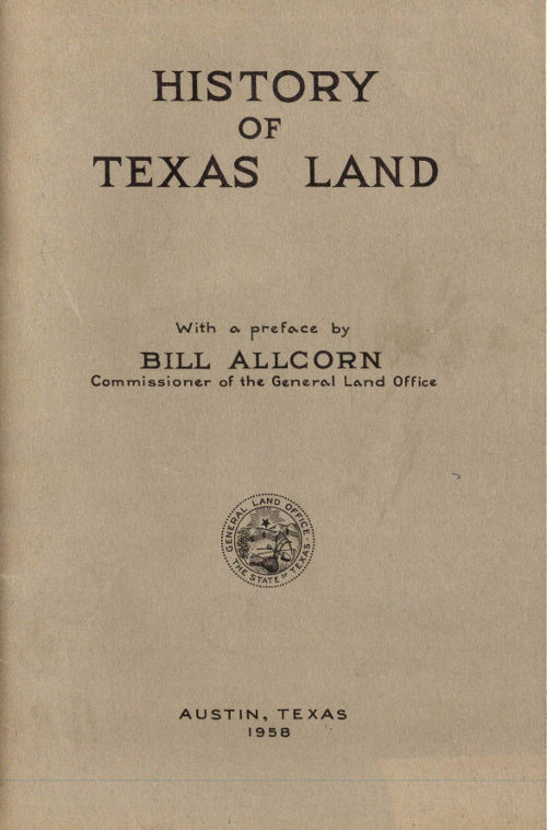 History of Texas Land History of Texas Land