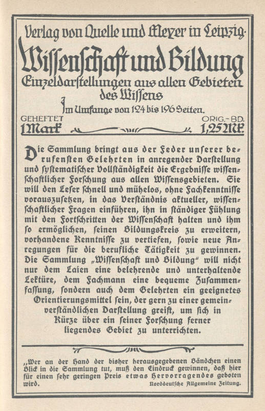 Wissenschaft und Bildung (Katalog)
Einzeldarstellungen aus allen Gebieten des Wissens