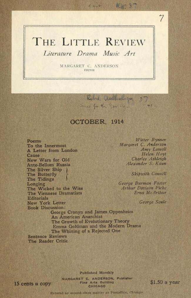 The Little Review, October 1914 (Vol. 1, No. 7) The Little Review, October 1914 (Vol. 1, No. 7)