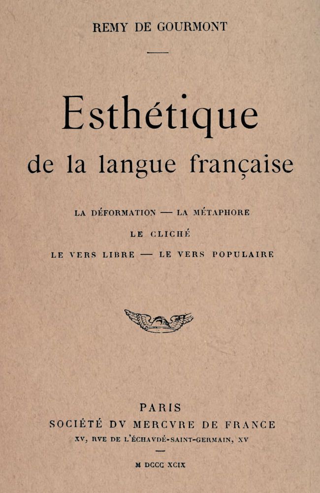 Esthétique de la langue française Esthétique de la langue française