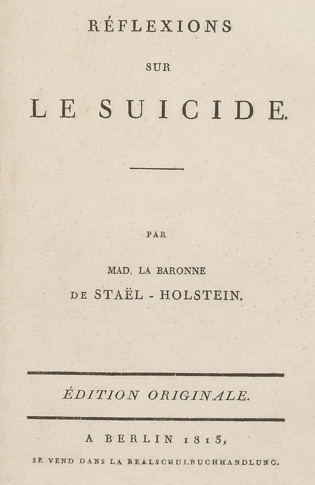 Réflexions sur le suicide Réflexions sur le suicide