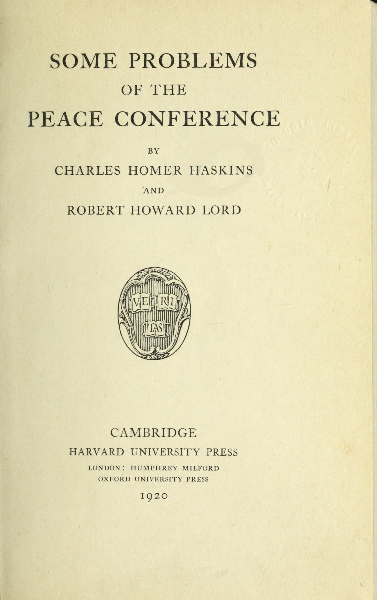 Some Problems of the Peace Conference Some Problems of the Peace Conference