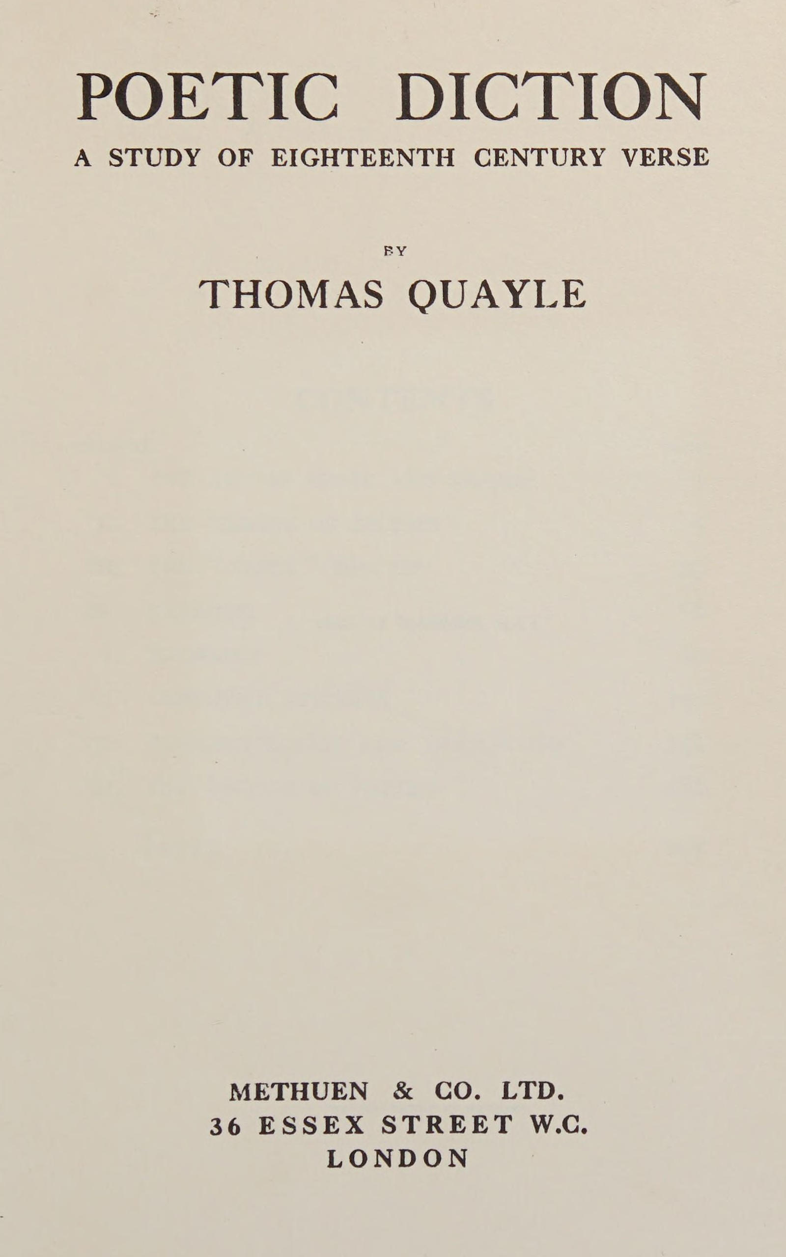 Poetic diction: A study of eighteenth century verse