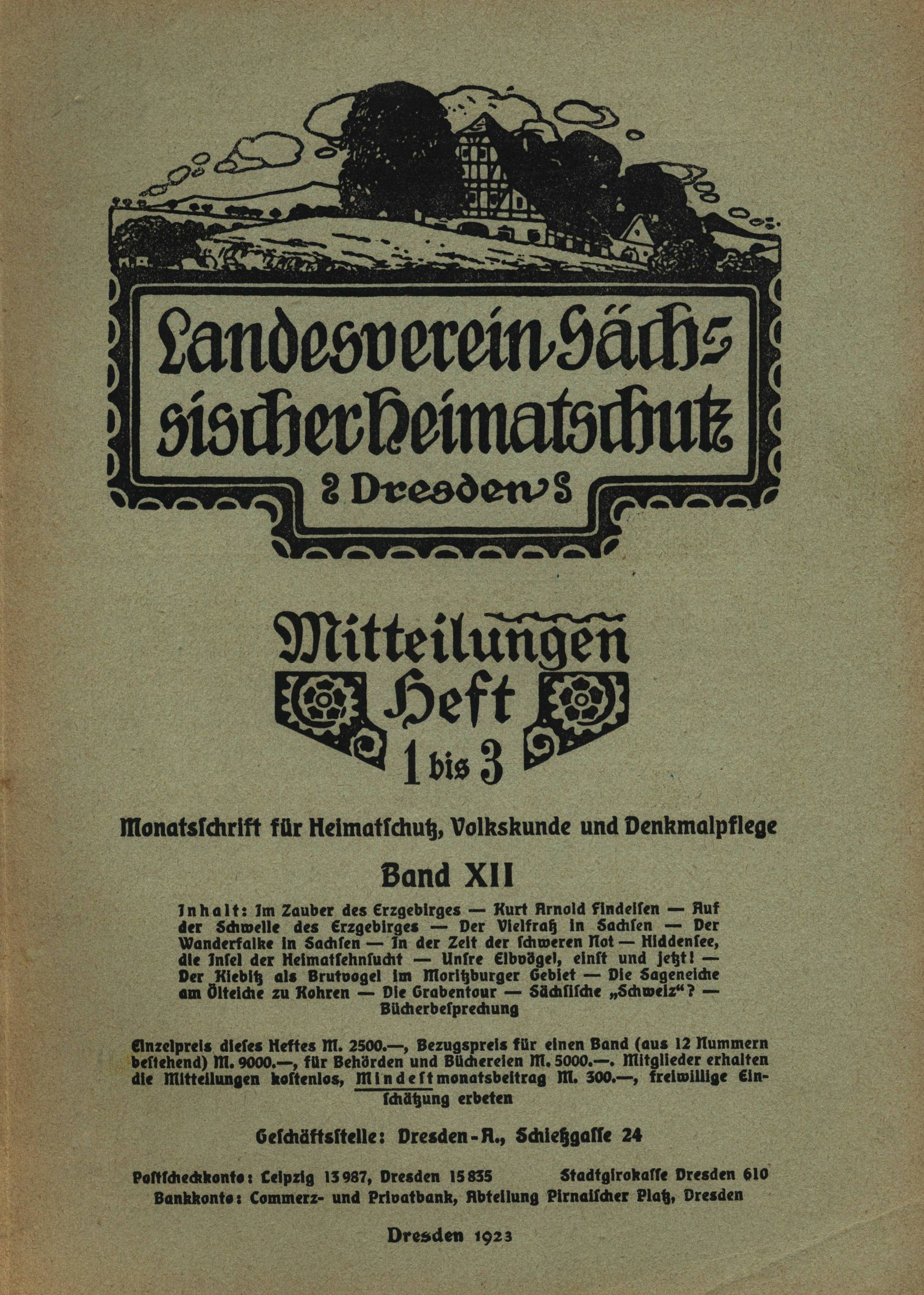 Landesverein Sächsischer Heimatschutz — Mitteilungen Band XII, Heft 1-3 Landesverein Sächsischer Heimatschutz — Mitteilungen Band XII, Heft 1-3