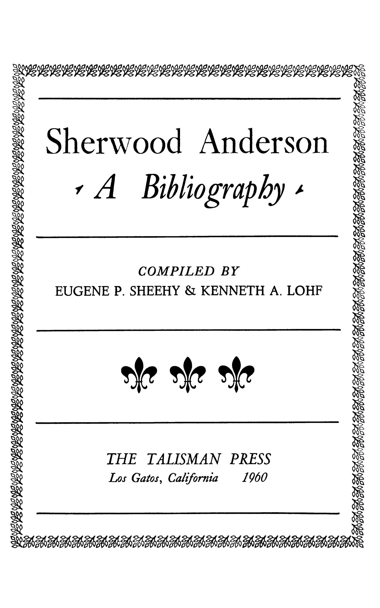 Sherwood Anderson Sherwood Anderson
